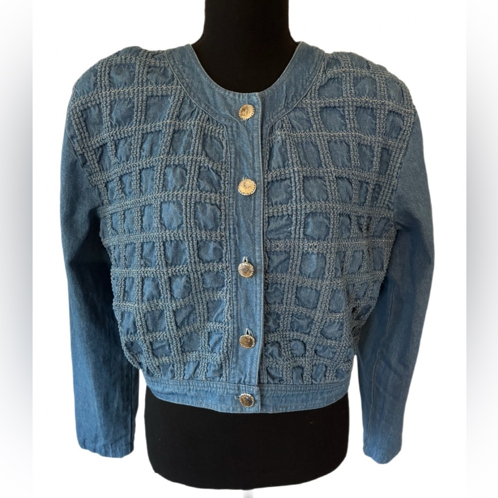 Vintage d.Frank Cropped Denim Jacket size 8 - Picture 3 of 13